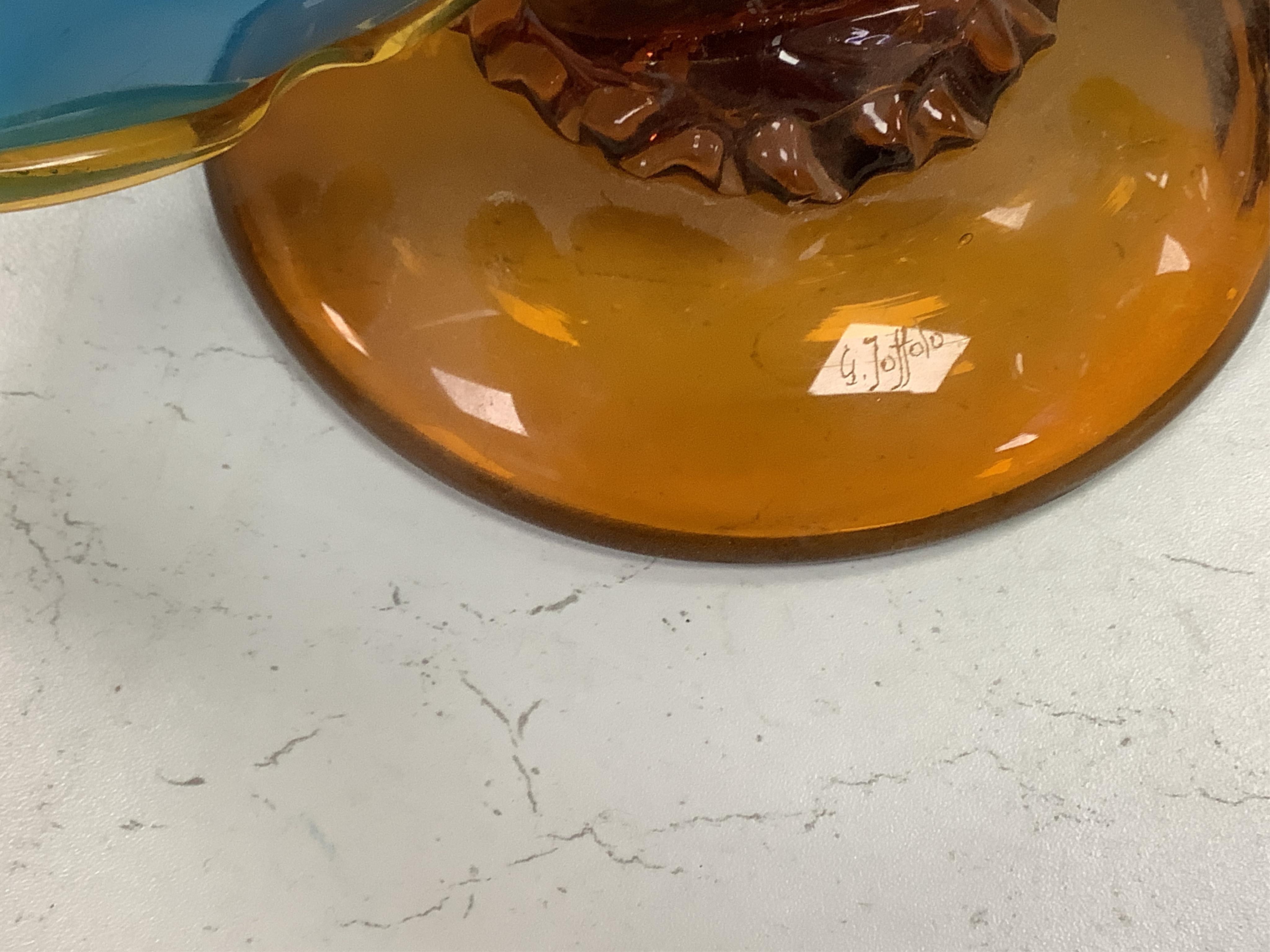 A large Murano coloured glass 'Masquerade' figure H49 and a similar female dancer H43, female signed G Toffolo, 46cm